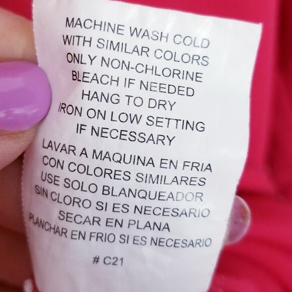 MERAKI Hi/Lo Sheath Dress Red Roll-Tab Sleeves Deep V-neck Belted - Size L - Picture 9 of 9